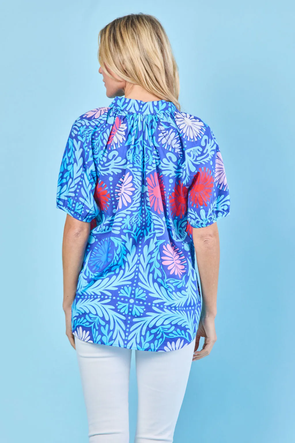 Dana Blouse in Cobalt Jardin