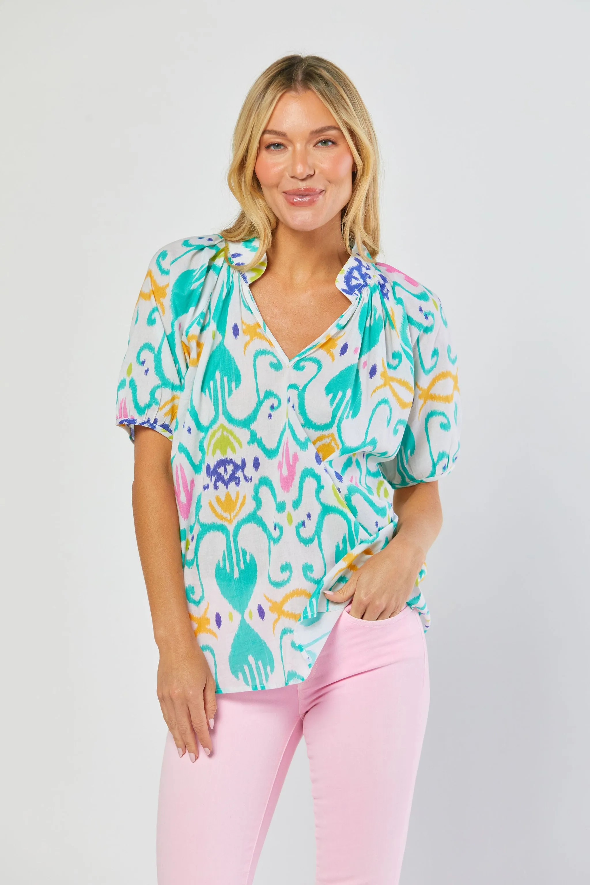 Dana Blouse in Tropical Ikat