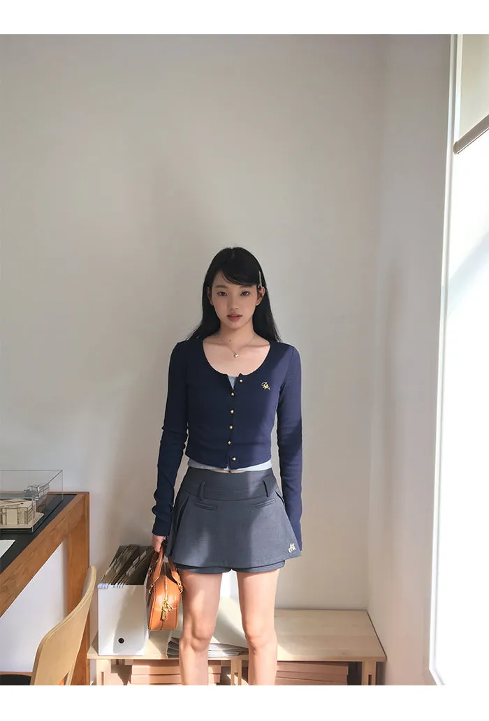 dark gray culotte skirt