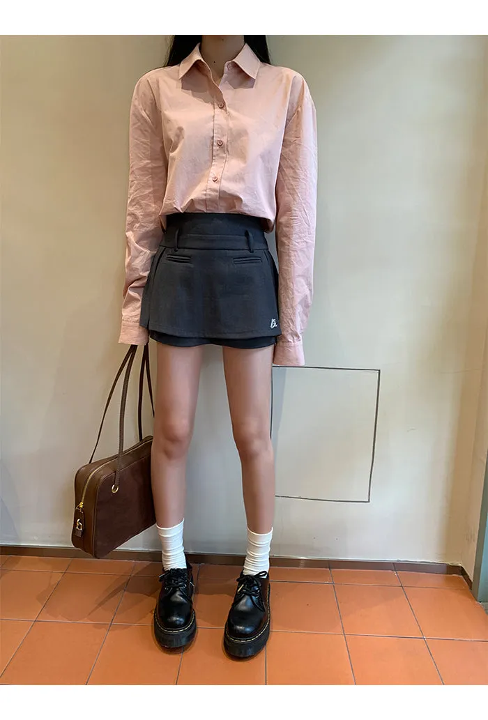 dark gray culotte skirt
