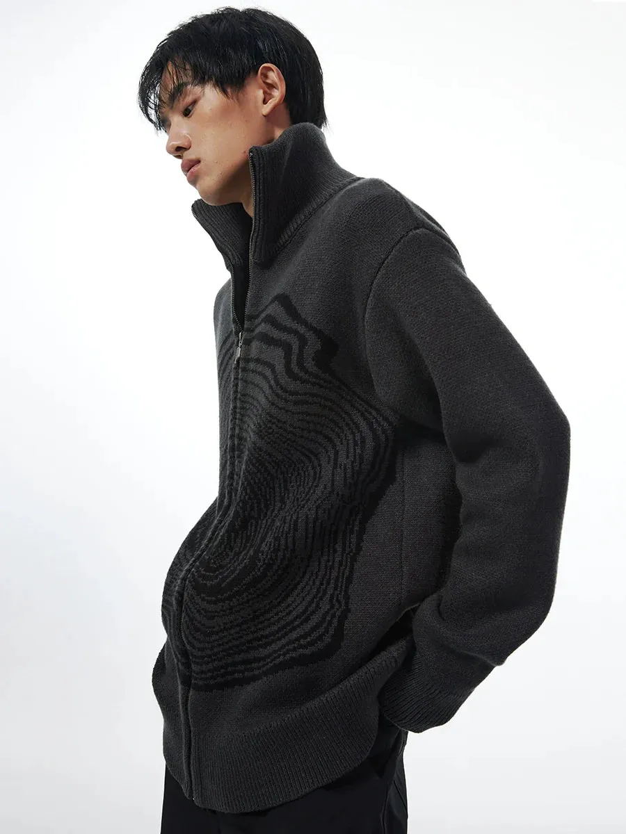 Dark Gray High Collar Knitted Sweater