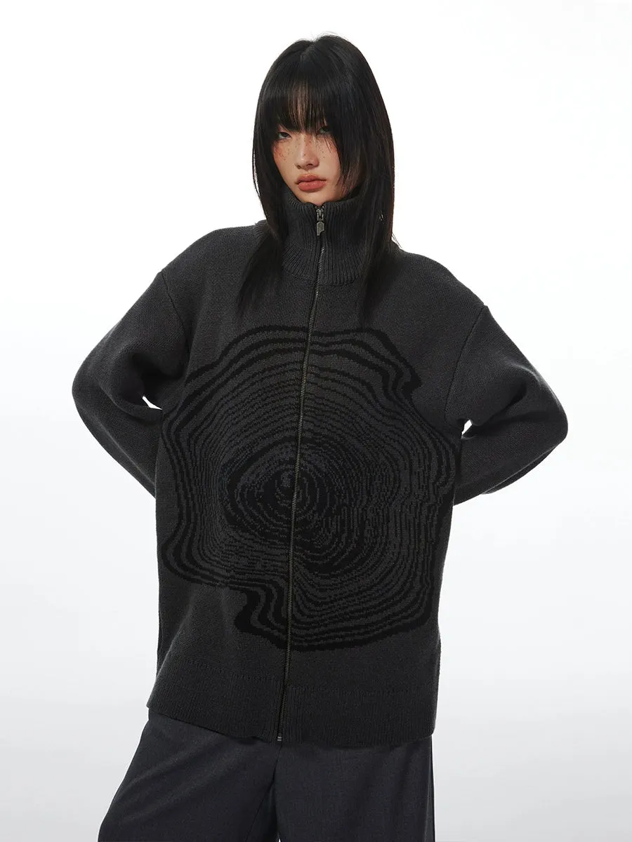 Dark Gray High Collar Knitted Sweater