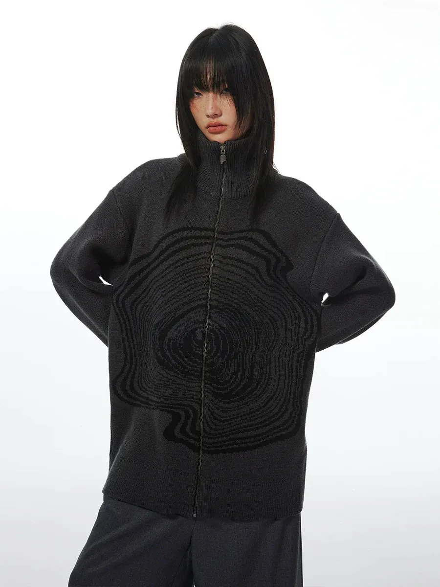 Dark Gray High Collar Knitted Sweater