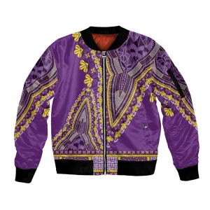 Dashiki Sleeve Zip Bomber Jacket Luxury Afro - Violet LT7