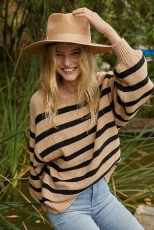Davis Stripe Sweater - Mocha