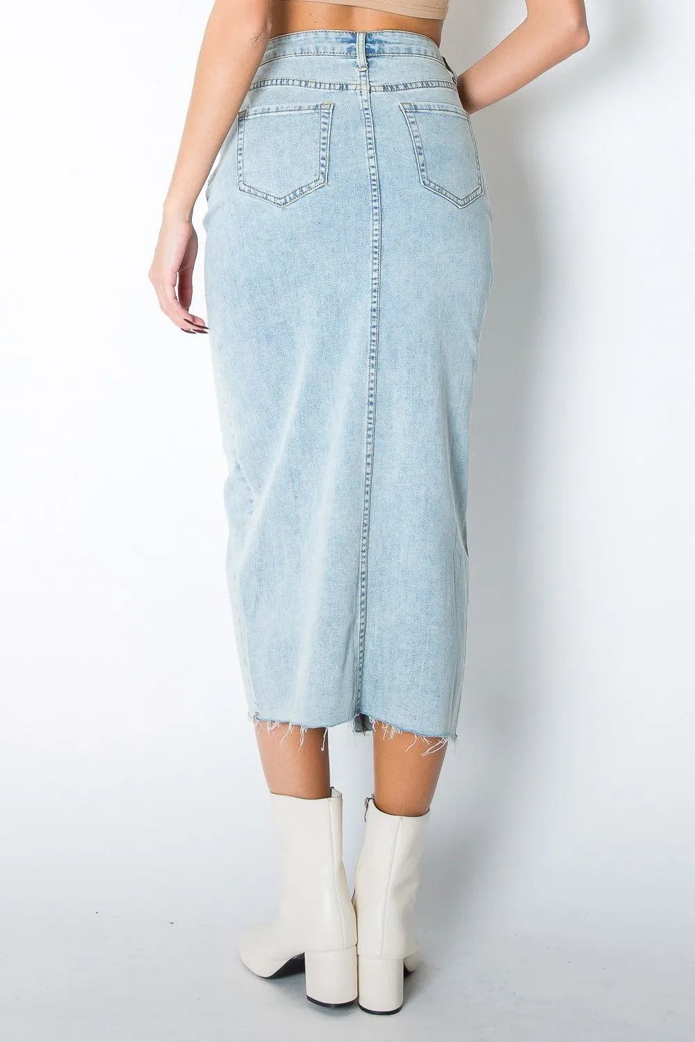 Denim midi skirt
