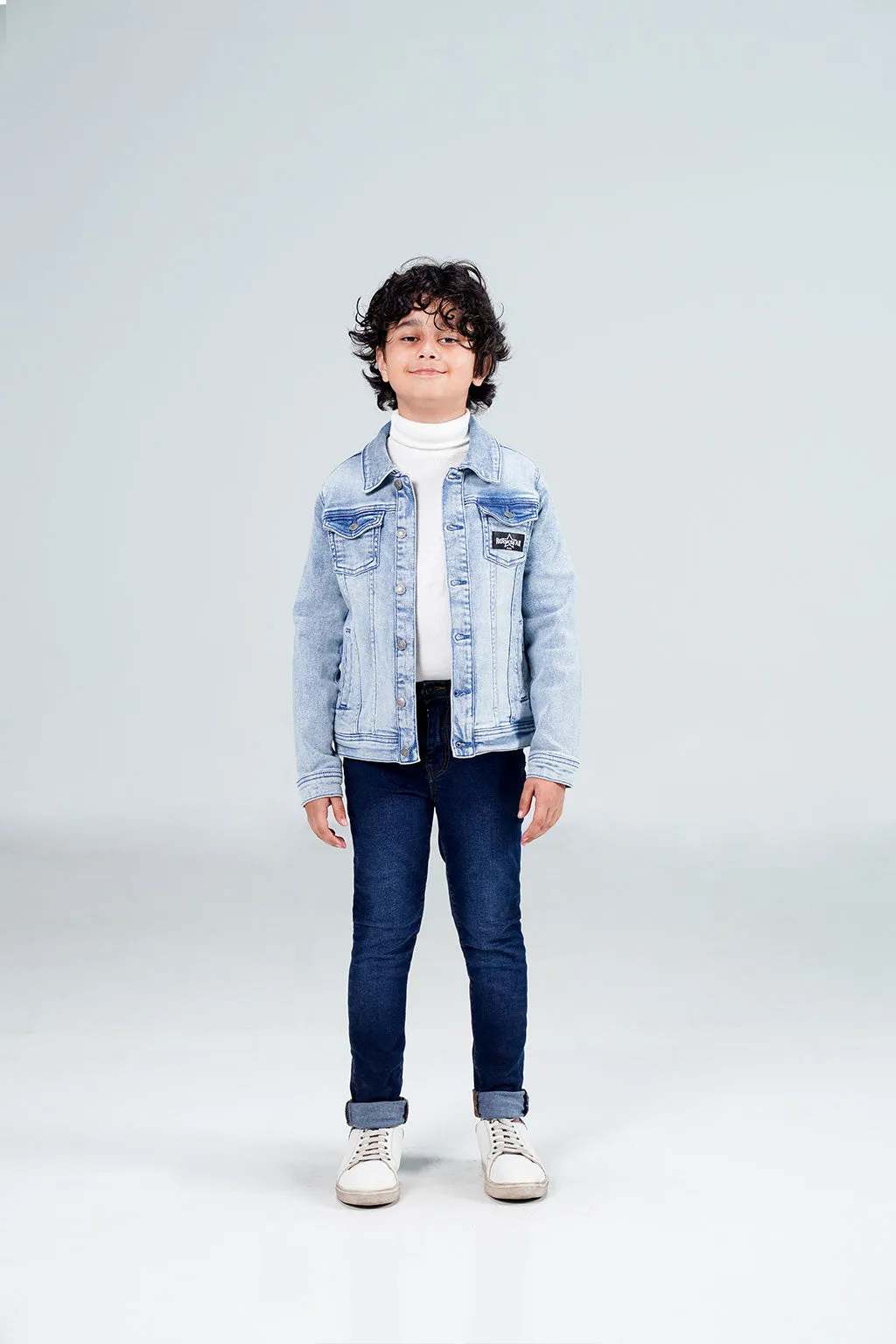 Denim Sherpa Jacket Acid Random Light Blue