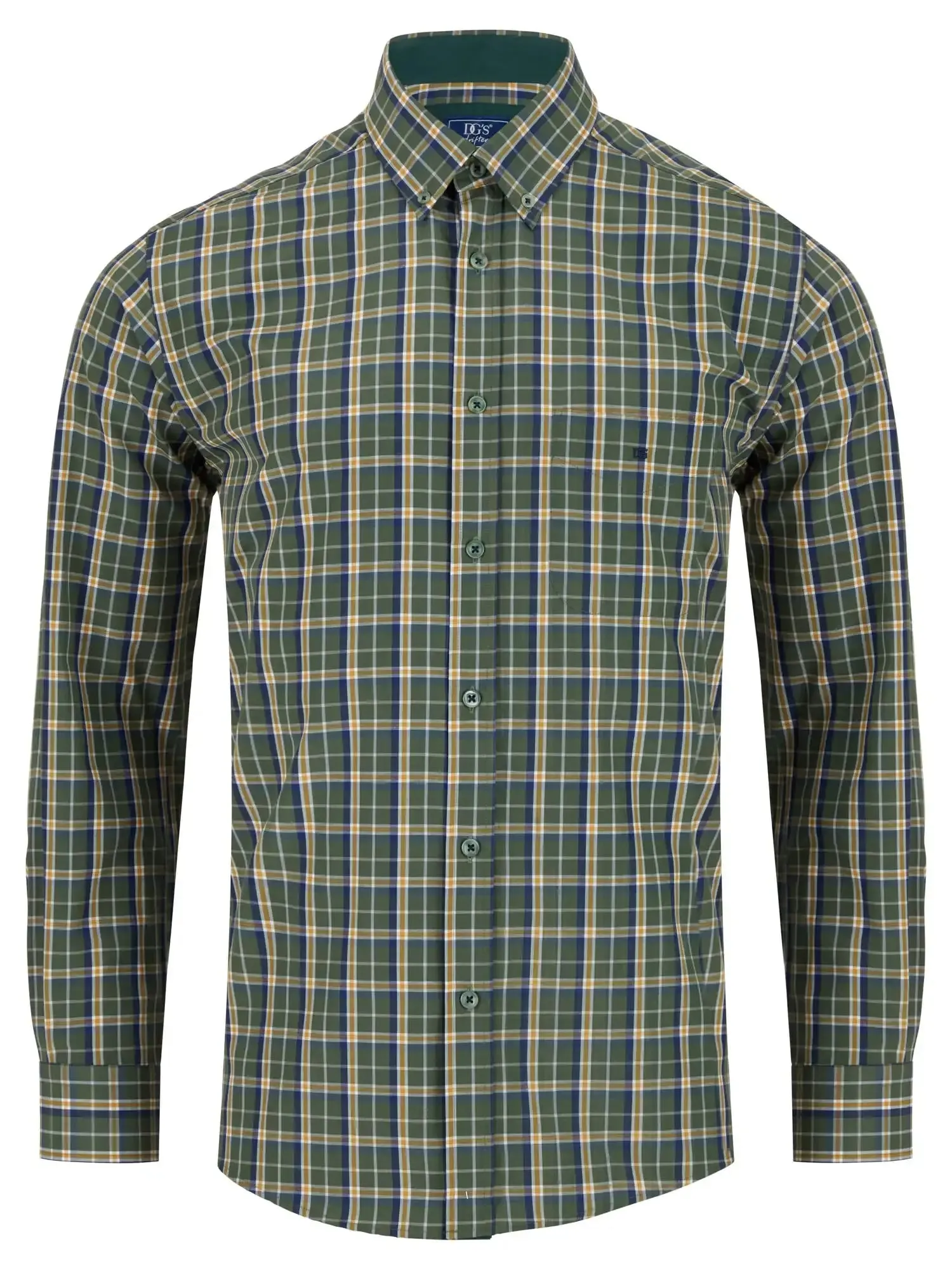 DG's Drifter Mens Long Sleeve Check Shirt Ivano 14474/35 Olive
