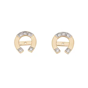 Diamond Horseshoe Earring Jackets Vintage 14k Yellow Gold Estate Jewelry