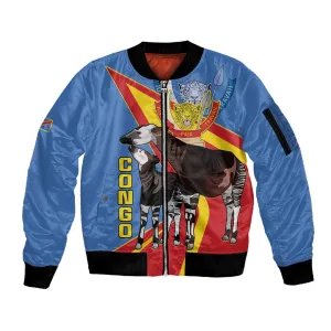 DR Congo Sleeve Zip Bomber Jacket Okapi Coat Of Arms LT15