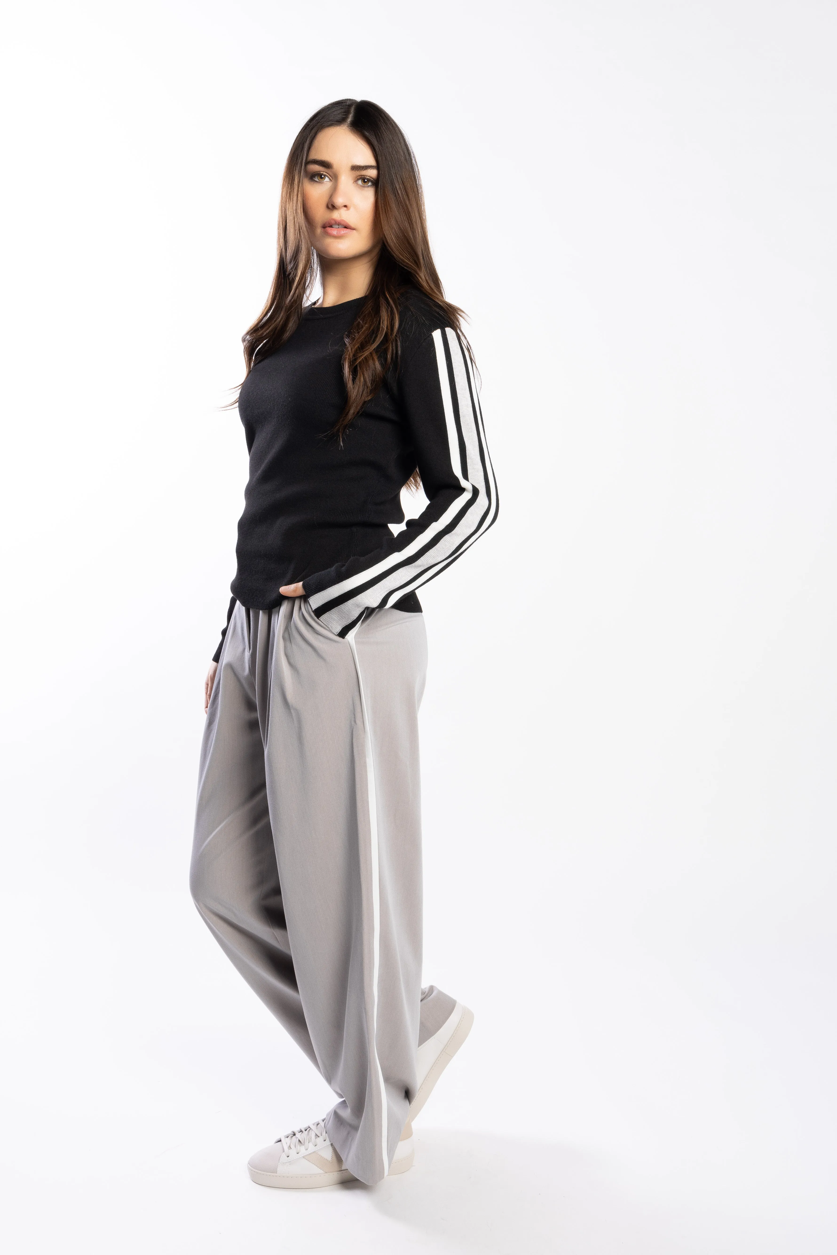 Drama The Label Racer sweater - Black/Pearl/Silver