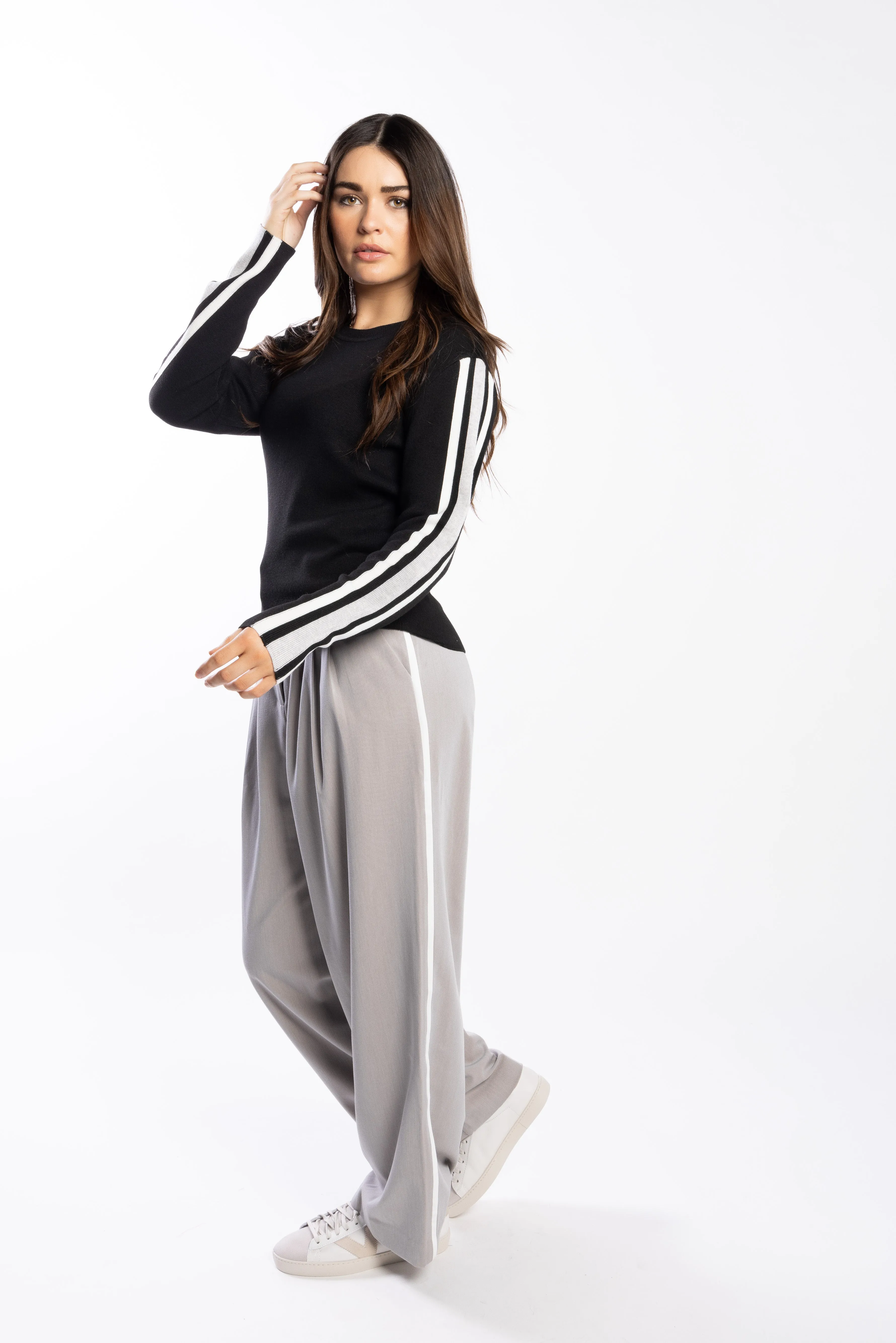 Drama The Label Racer sweater - Black/Pearl/Silver