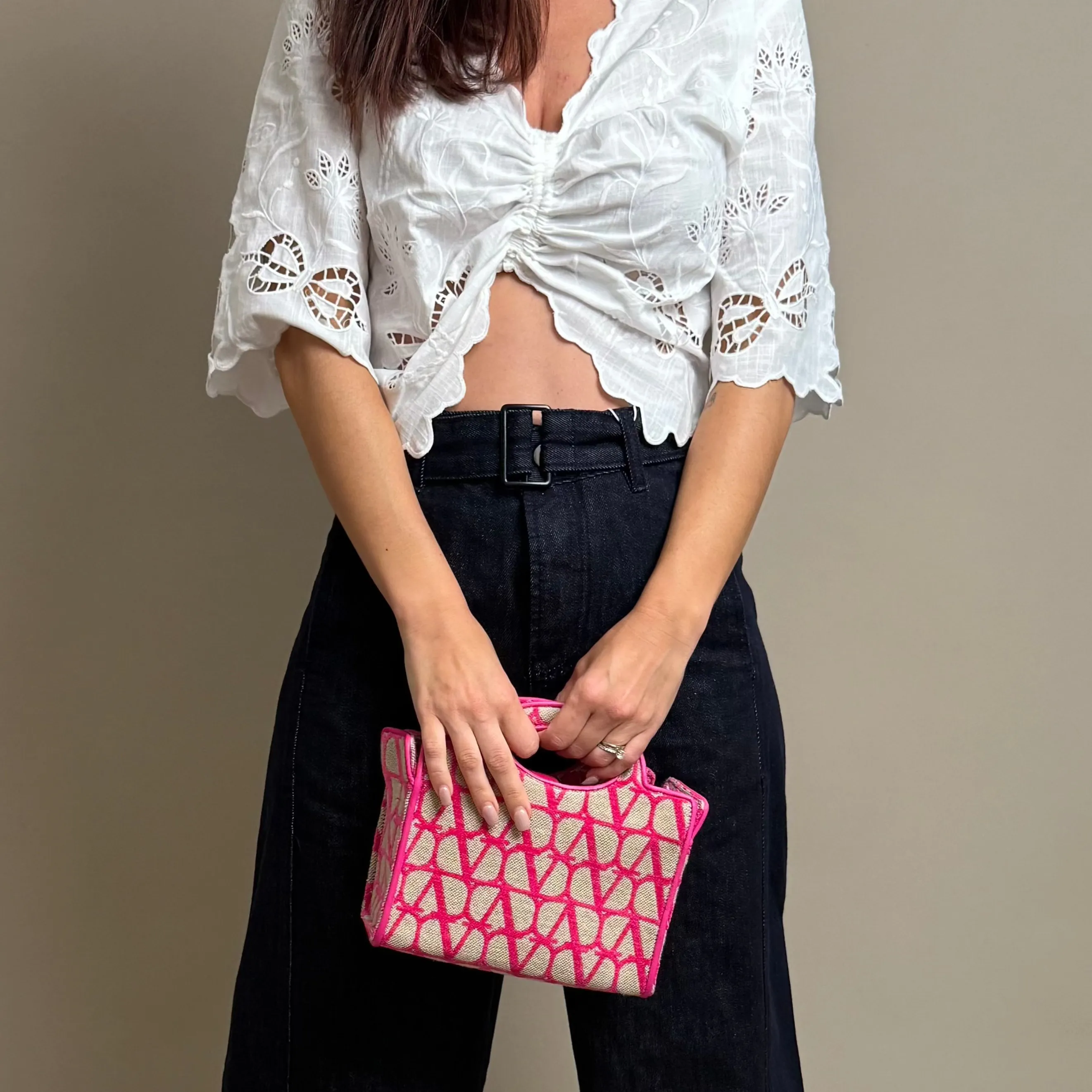 Drawstring Embroidered Top