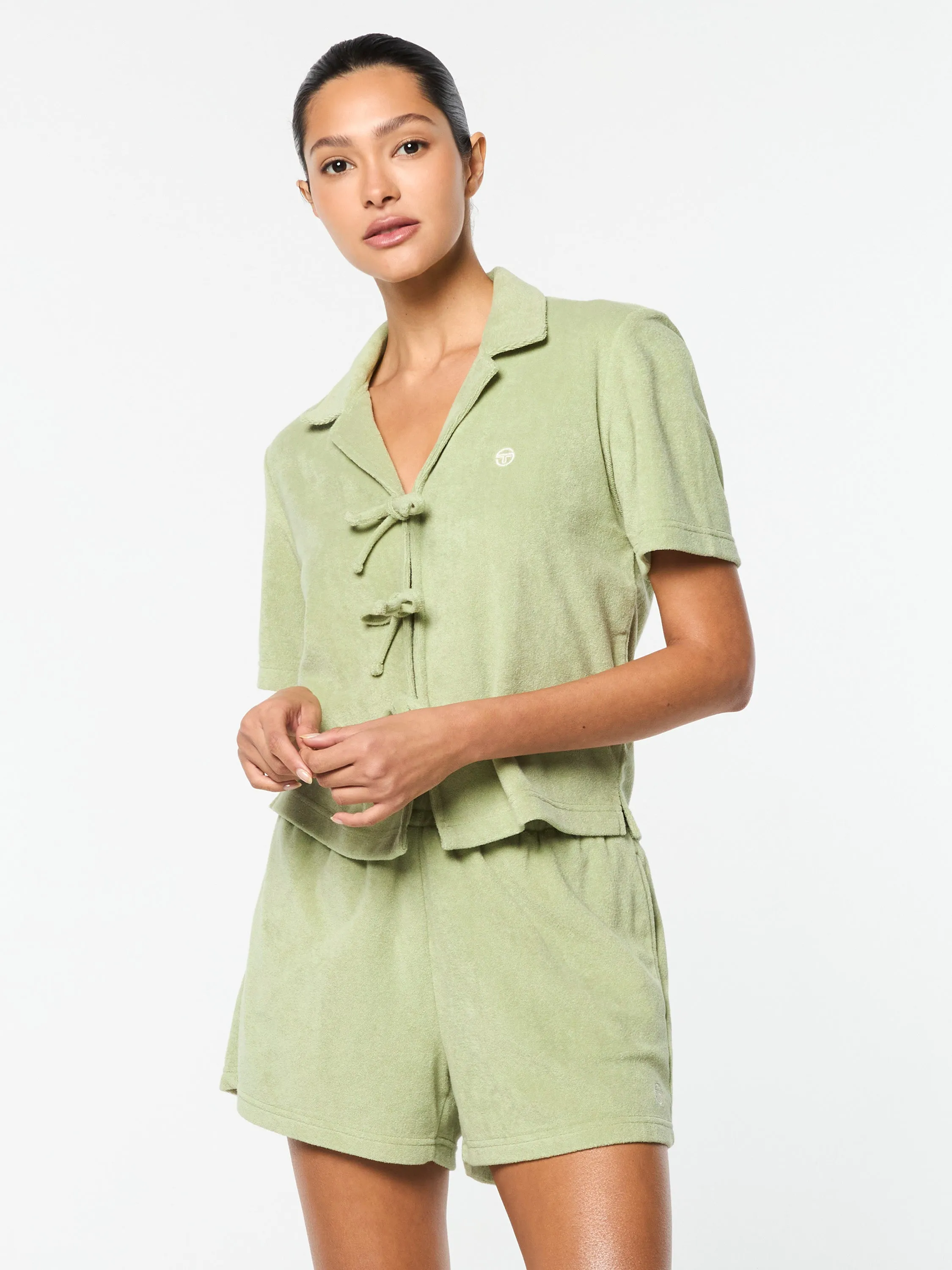 Edda Cropped Shirt- Reseda
