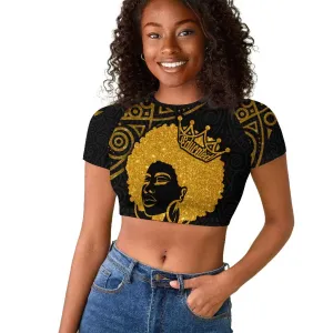 Educated Black Queen Raglan Cropped T shirt African Women DT02