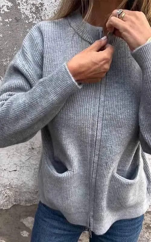 Elara - Zip-Knitted Jacket for Effortless Elegance and Comfort (Plus Size Available)
