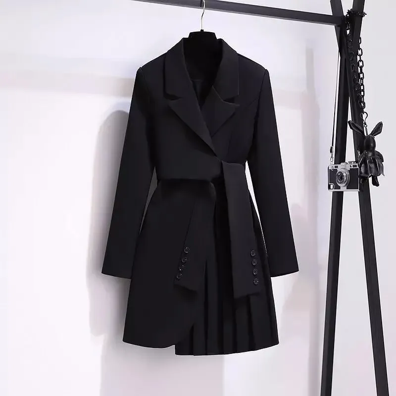 Elegant Long Blazer Pleated Women Sleeve Tunic