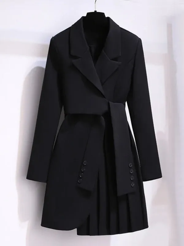 Elegant Long Blazer Pleated Women Sleeve Tunic