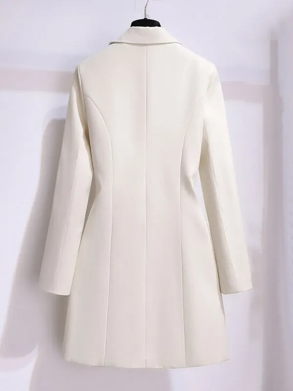 Elegant Long Blazer Pleated Women Sleeve Tunic
