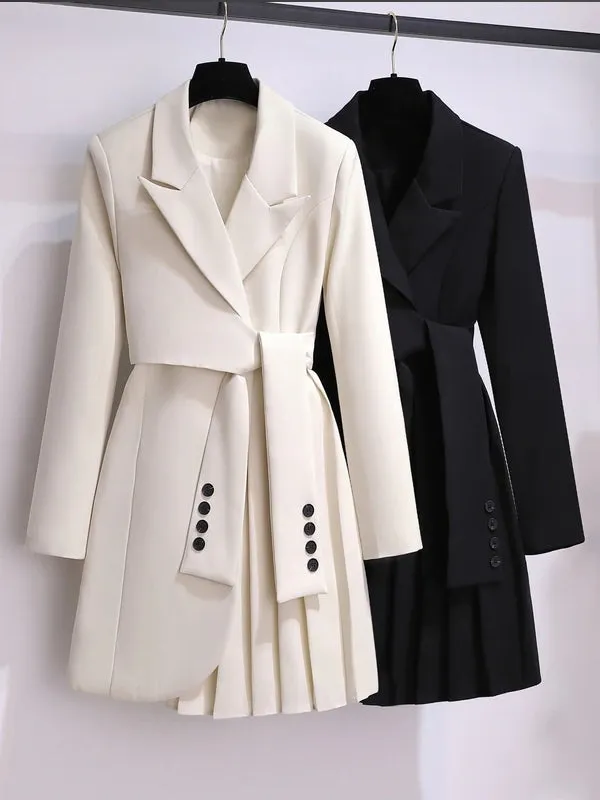 Elegant Long Blazer Pleated Women Sleeve Tunic