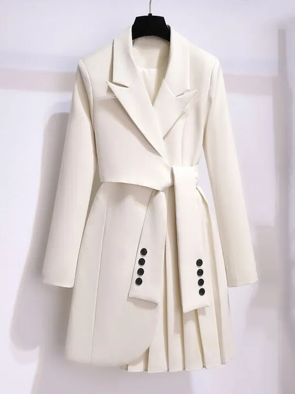 Elegant Long Blazer Pleated Women Sleeve Tunic