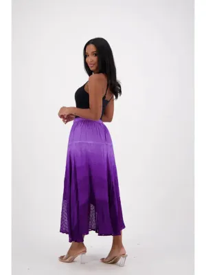 Embroidered Maxi Skirt w/Chiffon in Ombre