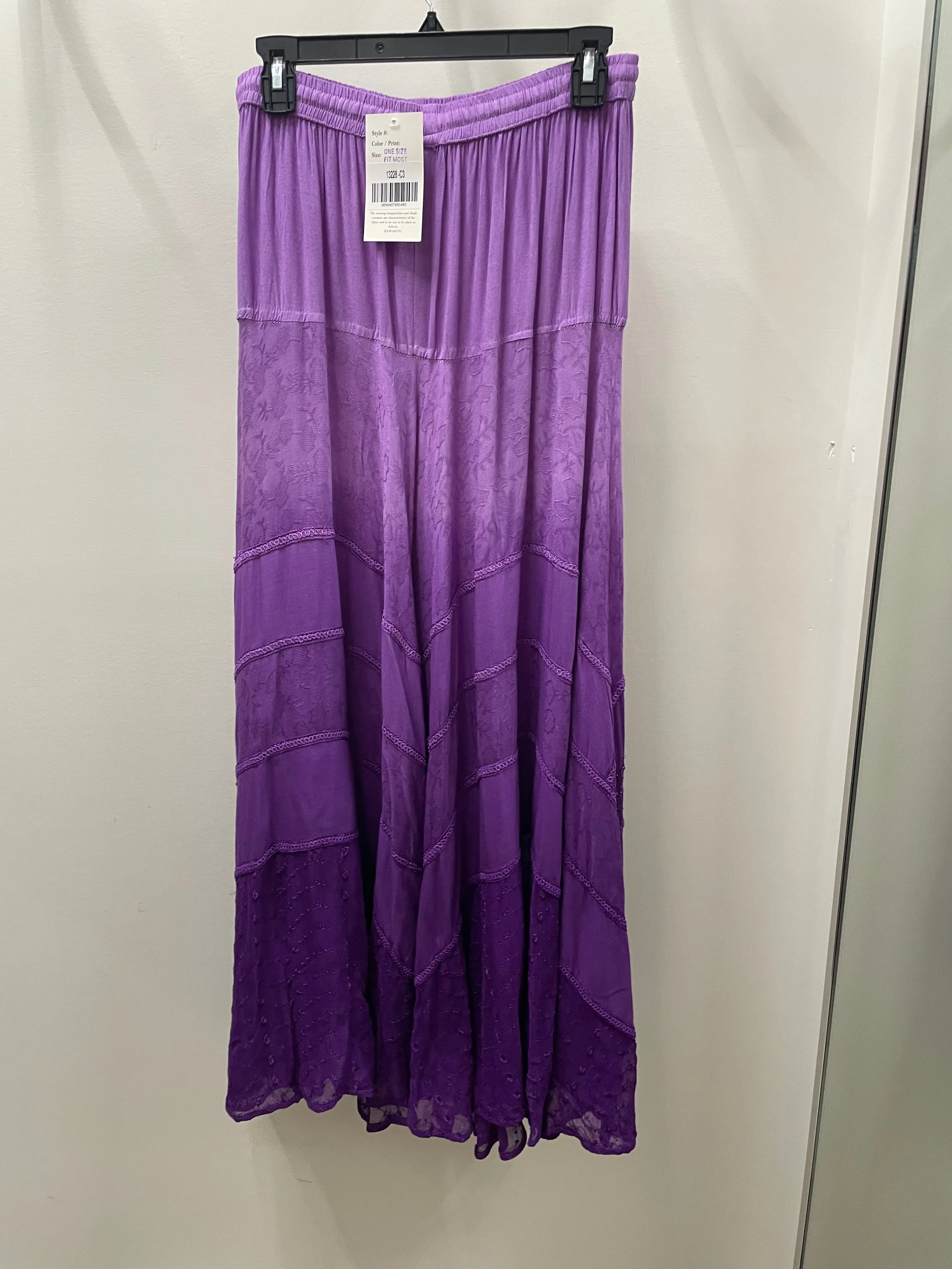 Embroidered Maxi Skirt w/Chiffon in Ombre