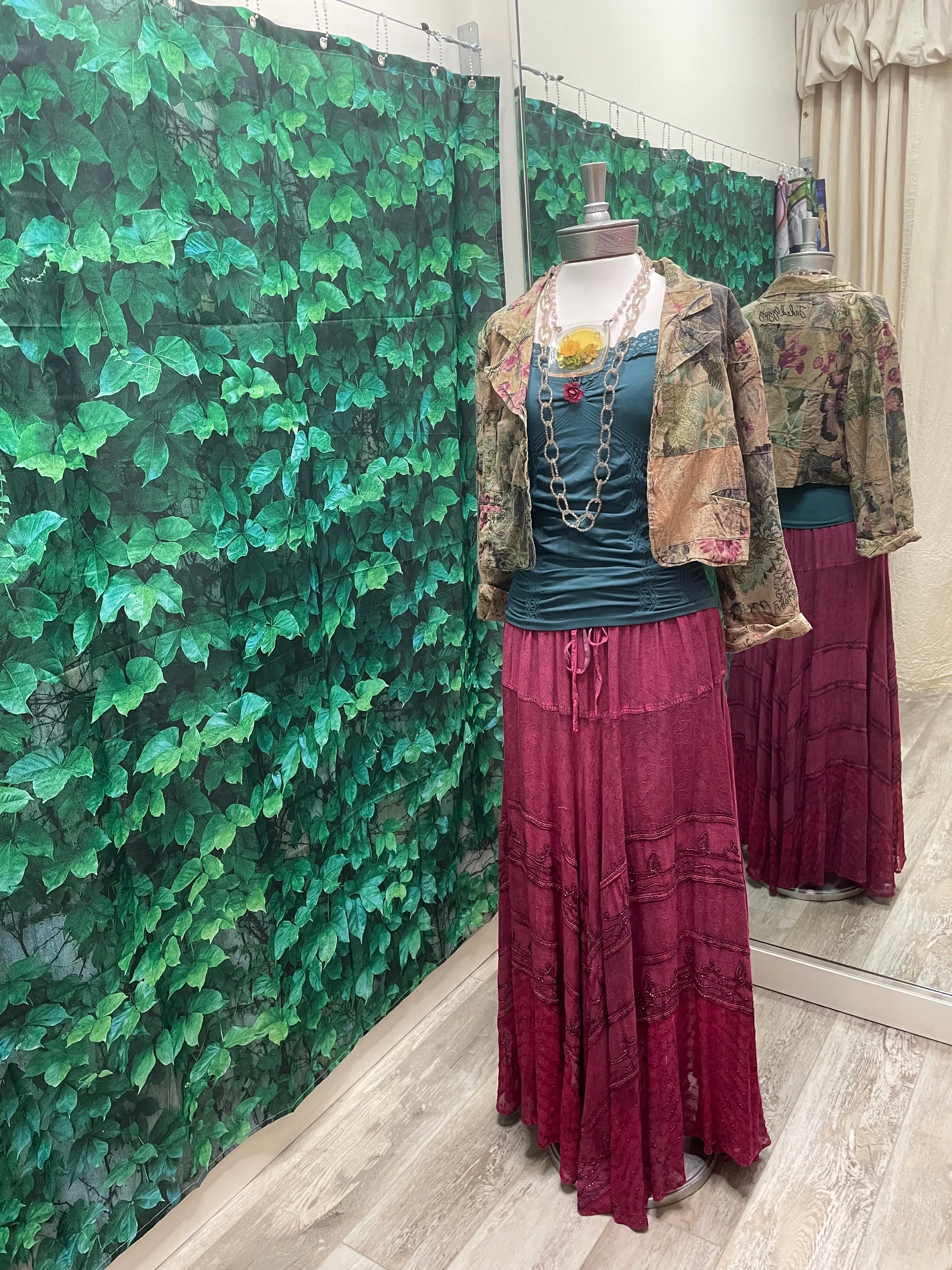 Embroidered Maxi Skirt w/Chiffon