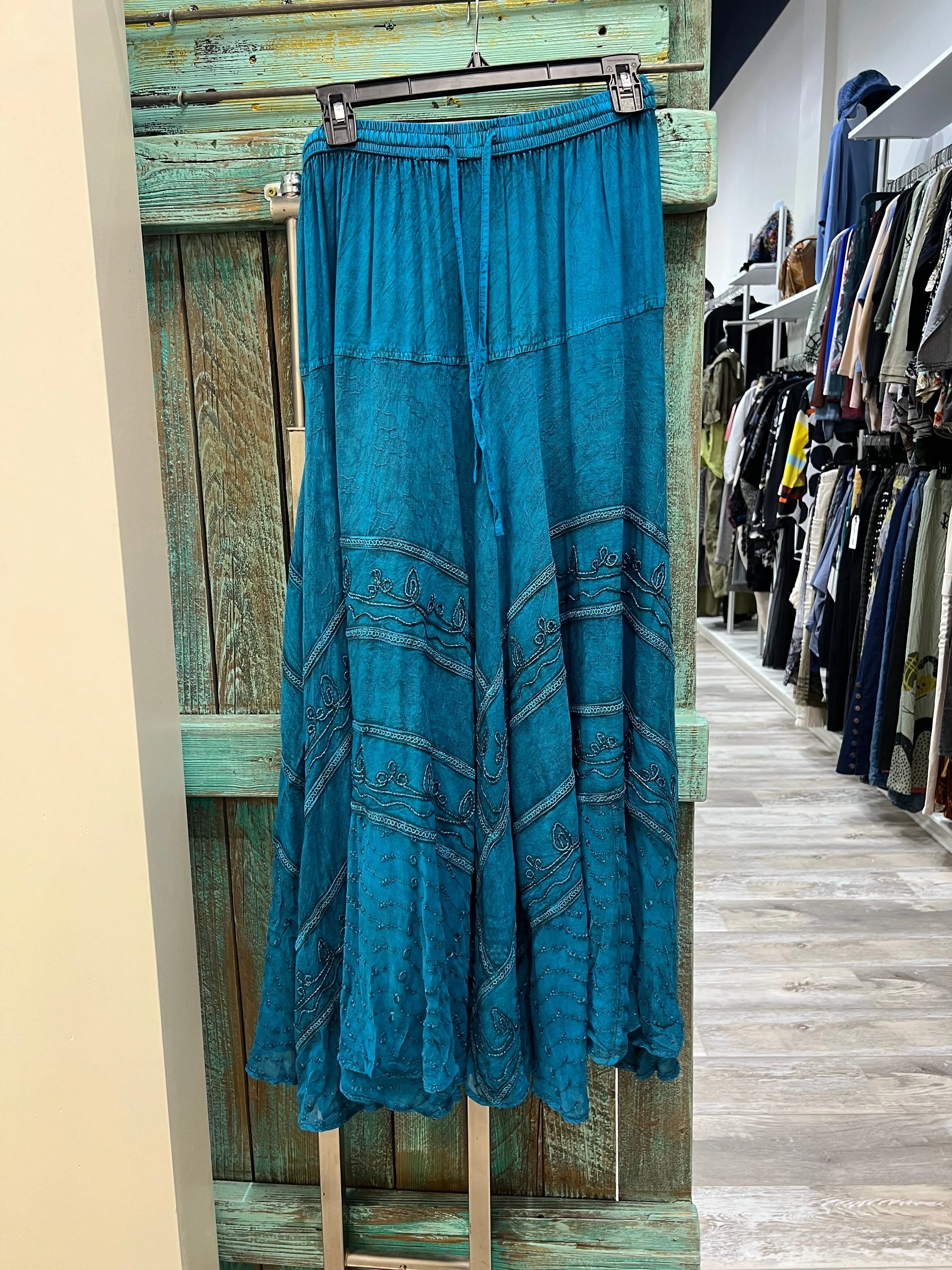 Embroidered Maxi Skirt w/Chiffon