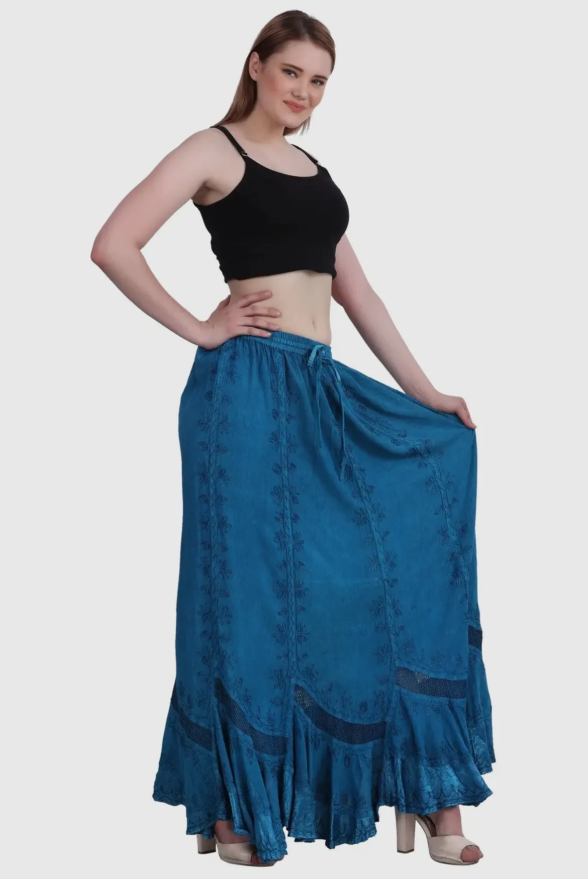 Embroidered Maxi Skirt