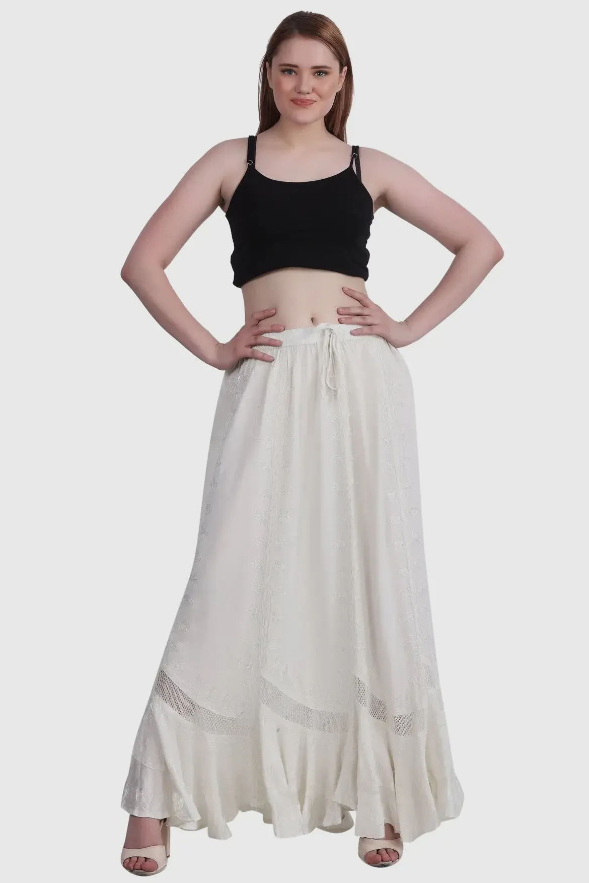 Embroidered Maxi Skirt