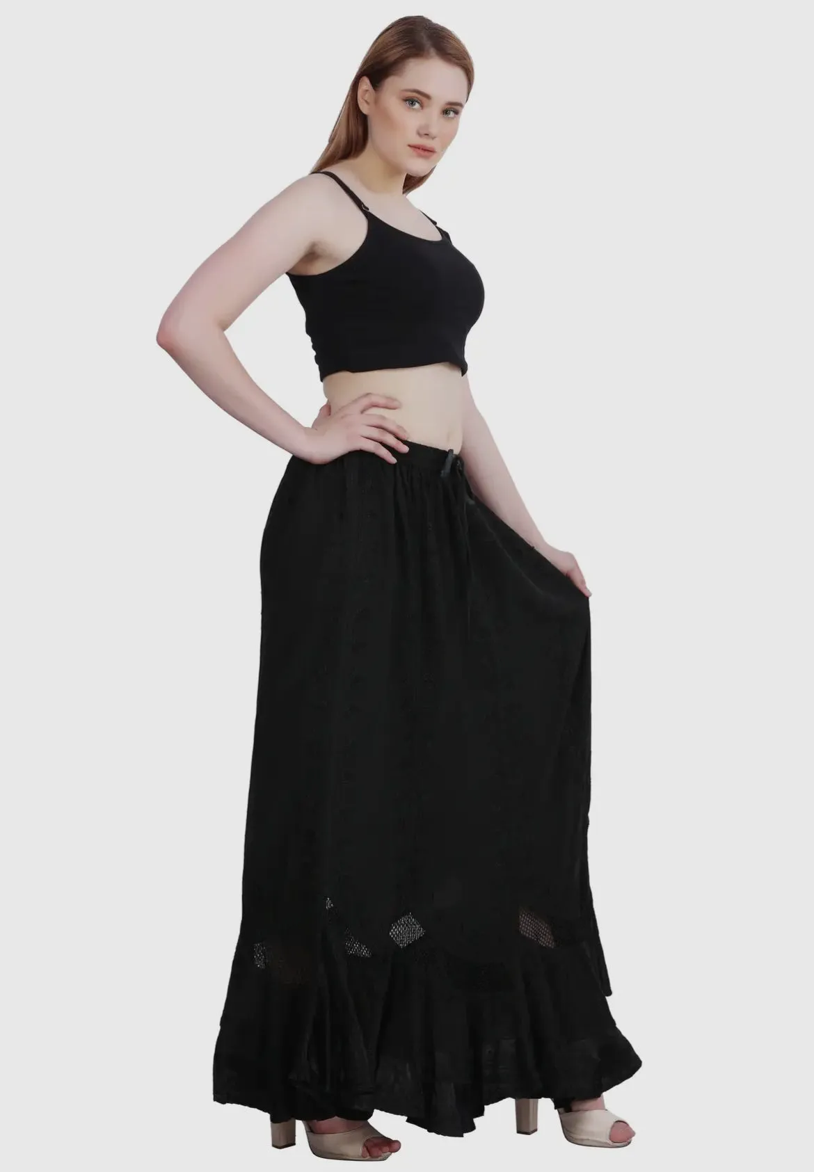 Embroidered Maxi Skirt