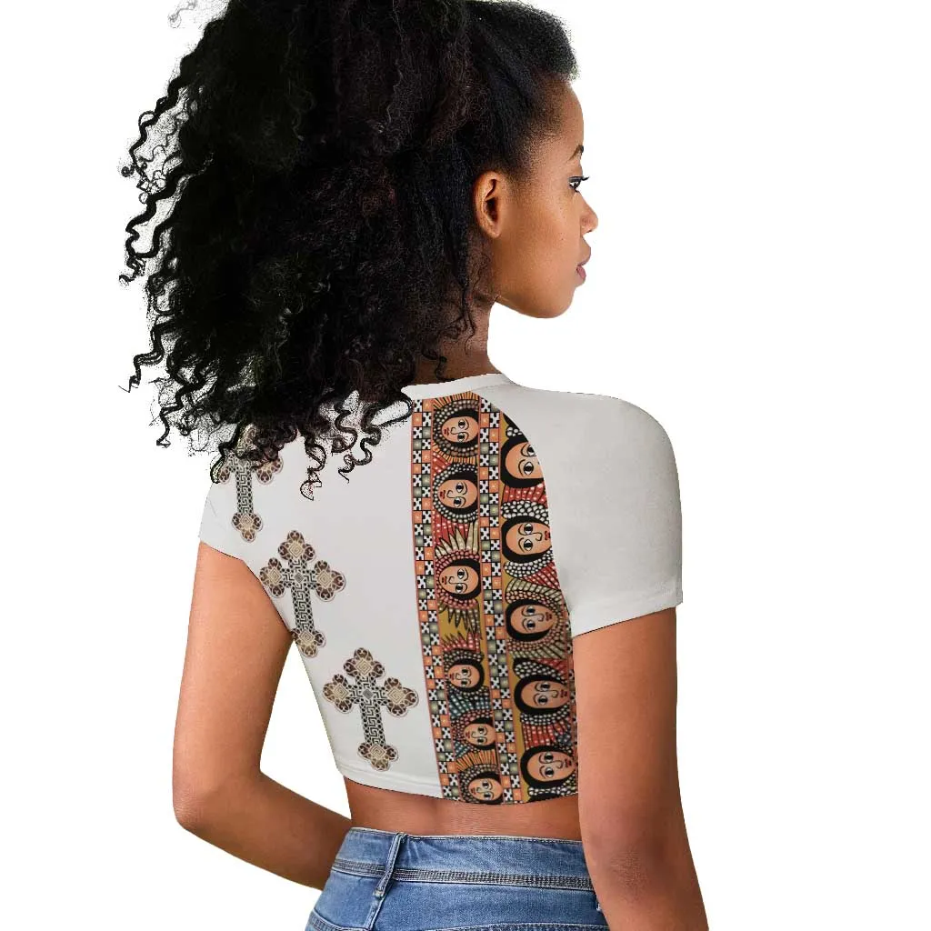Ethiopia Angels Tilet With Cross Raglan Cropped T shirt LT15