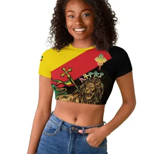 Ethiopia Lion of Judah Raglan Cropped T shirt Ethiopia Empire 1270-1974 LT15