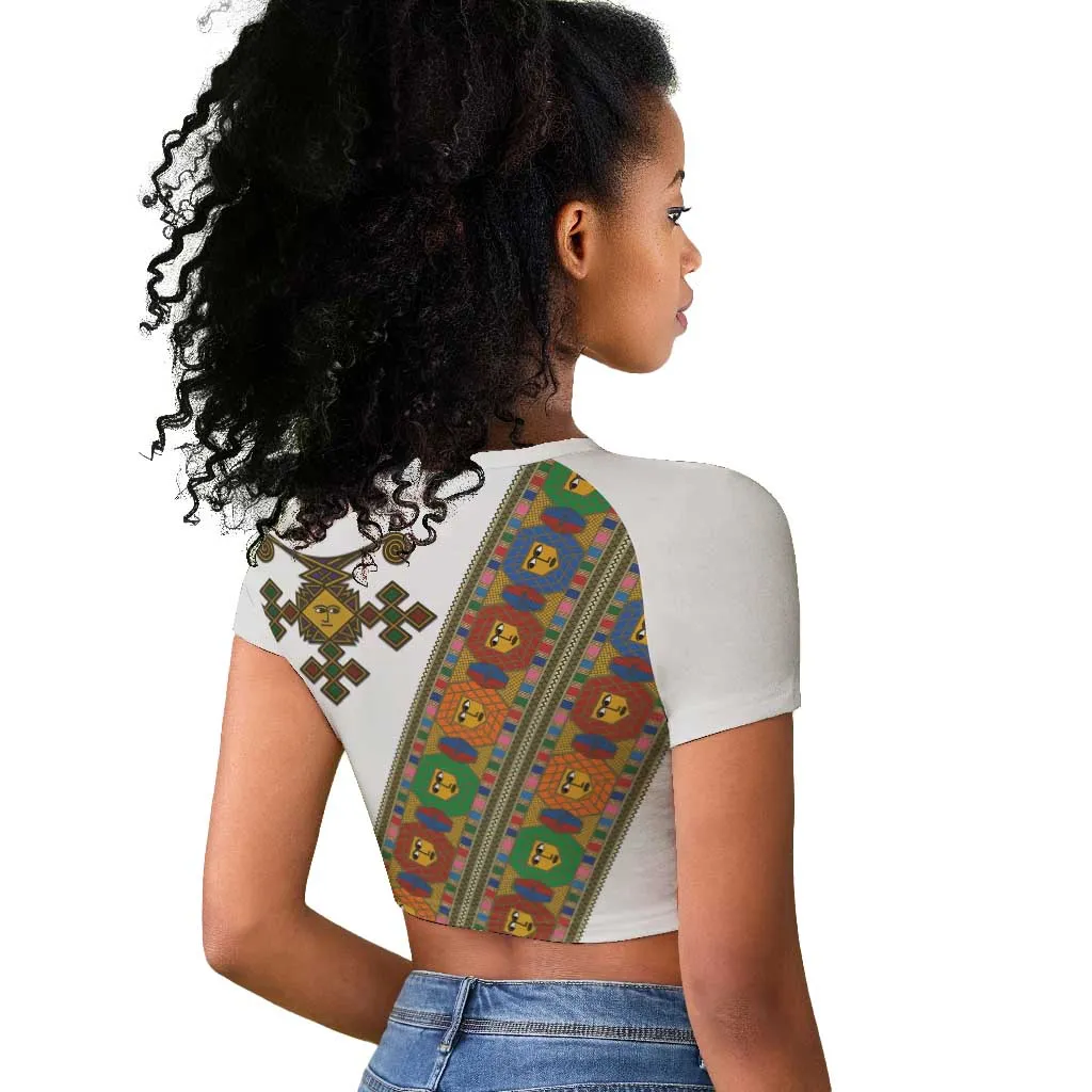 Ethiopia Saba Kemis Sash Style Raglan Cropped T shirt LT15
