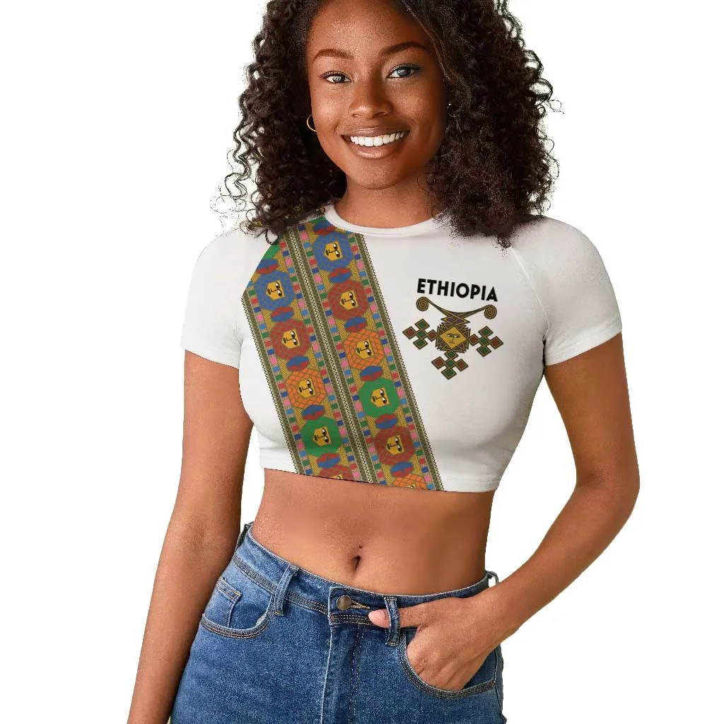 Ethiopia Saba Kemis Sash Style Raglan Cropped T shirt LT15