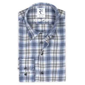 Extra long sleeves. Checkered linen shirt