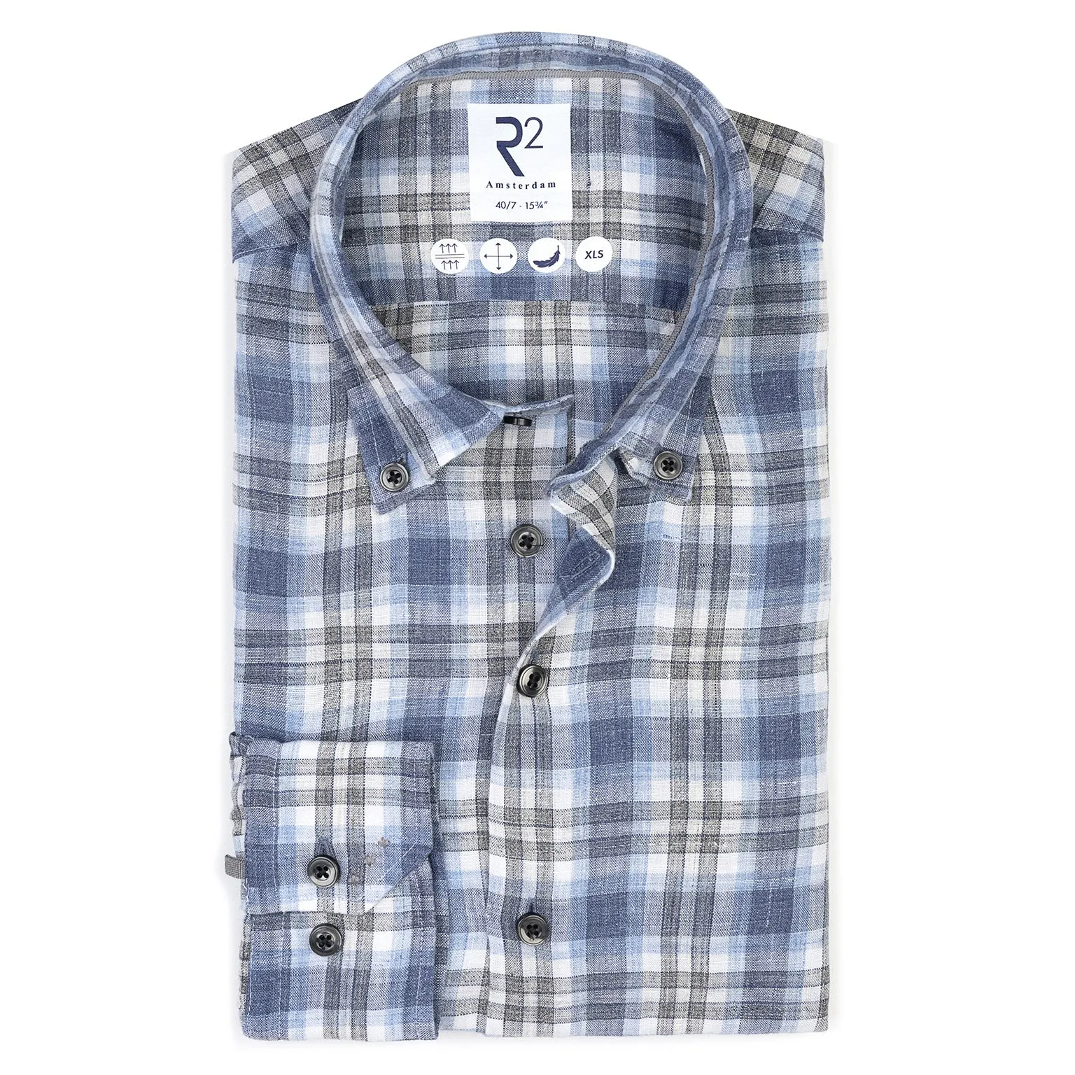 Extra long sleeves. Checkered linen shirt