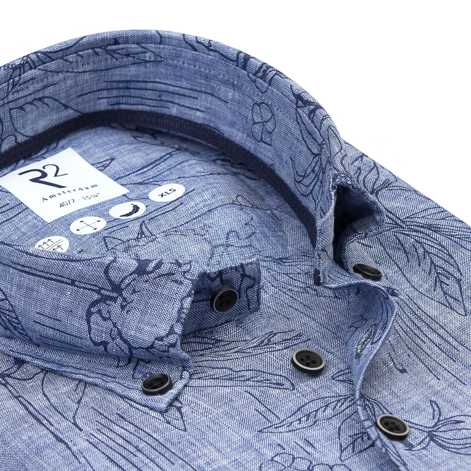 Extra long sleeves. Floral print linen shirt