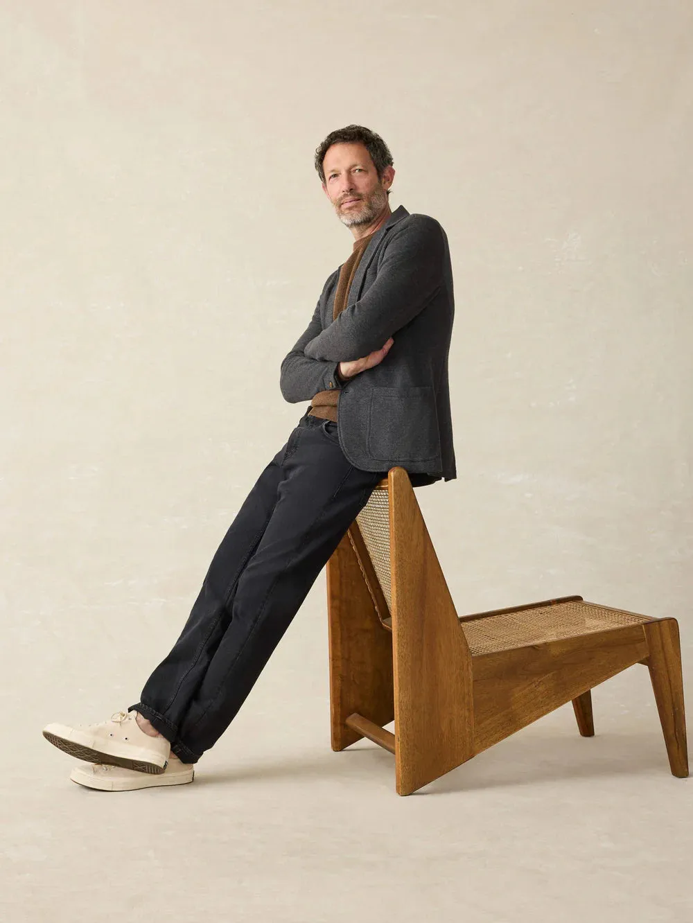 FAHERTY INLET KNIT BLAZER IN BLACK SKY MELANGE