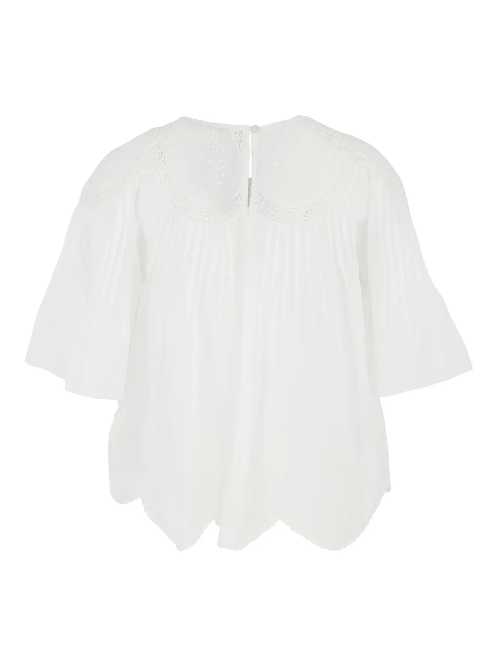 Farm Rio Off-White Embroidered Short Sleeve Blouse in