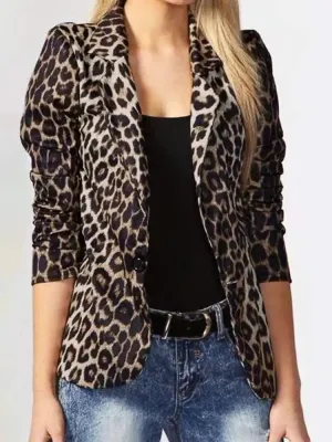 Fashion Leopard Printed Vintage Blazer