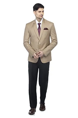 FAVOROSKI Designer Men's Slim Fit Notched Lapel Single Breasted Solid Blazer, Beige (FAVBL161118-BEIGE-3XL)