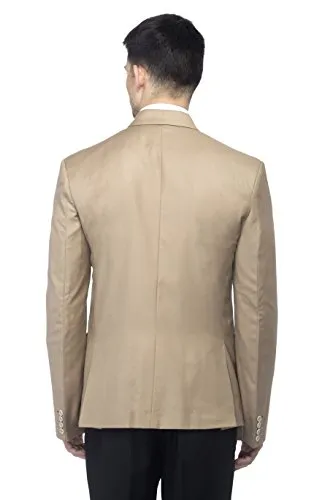 FAVOROSKI Designer Men's Slim Fit Notched Lapel Single Breasted Solid Blazer, Beige (FAVBL161118-BEIGE-3XL)