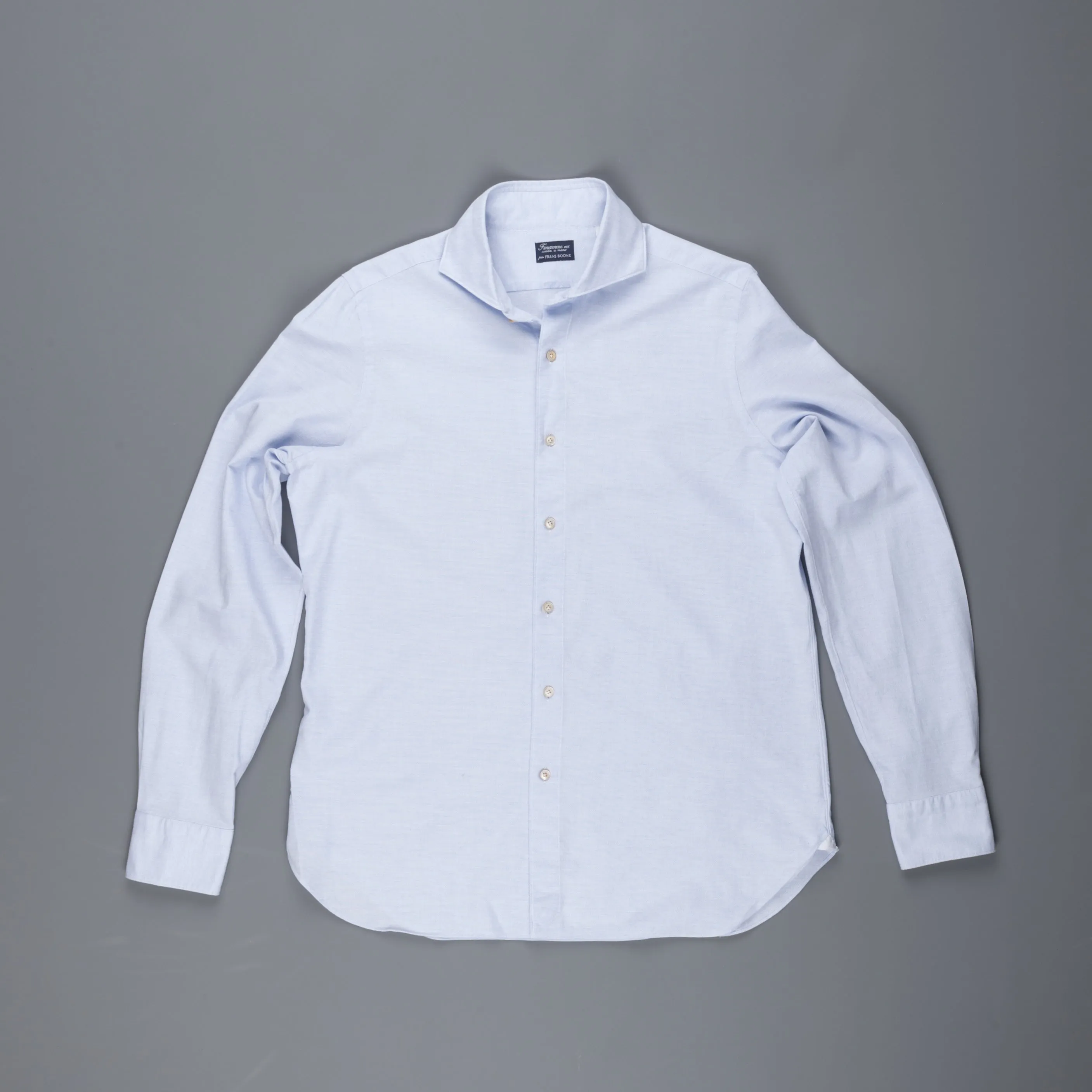 Finamore Gaeta Shirt Sergio Collar Loose Weave Blue