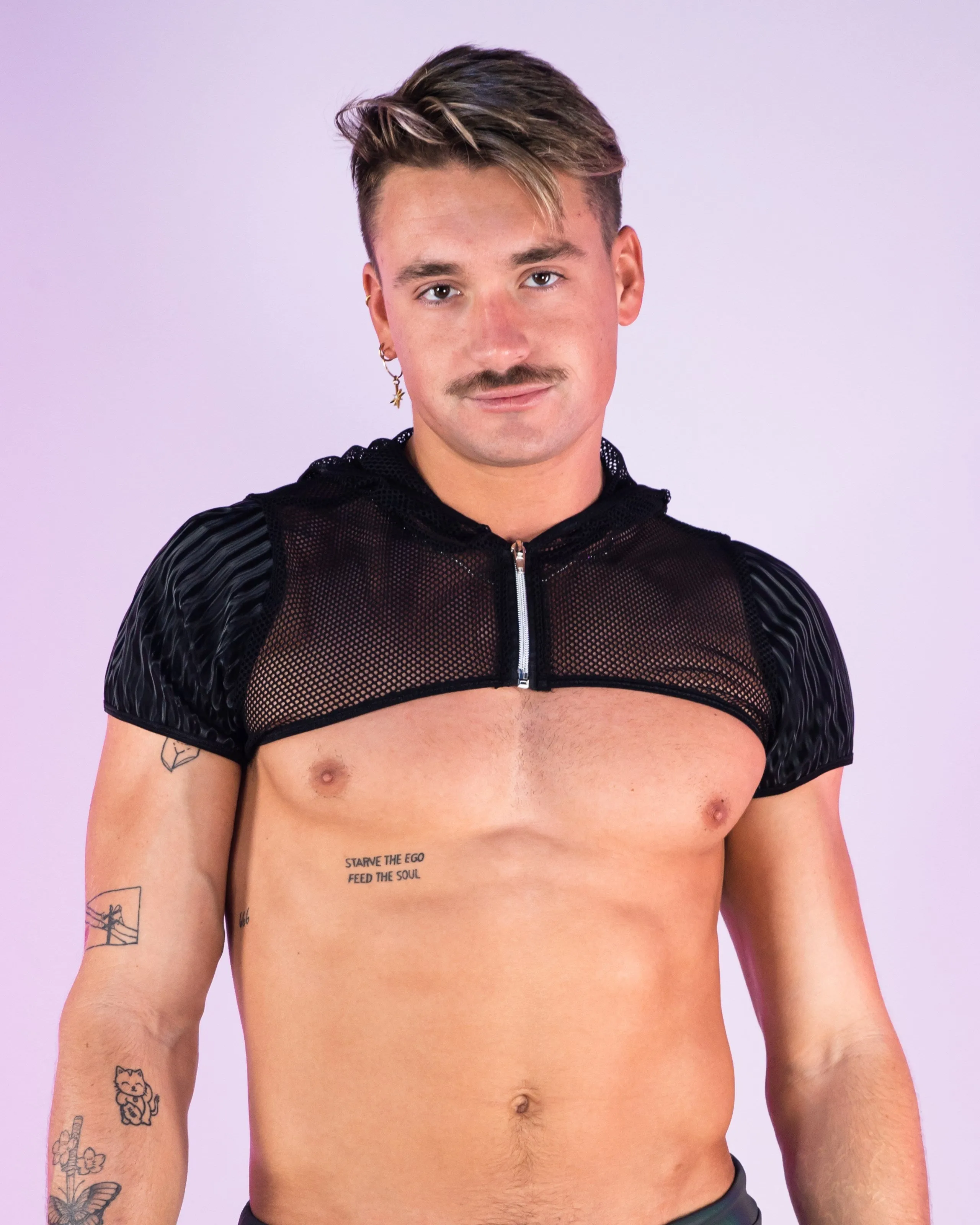 Fishnet Crop Zip Hoodie