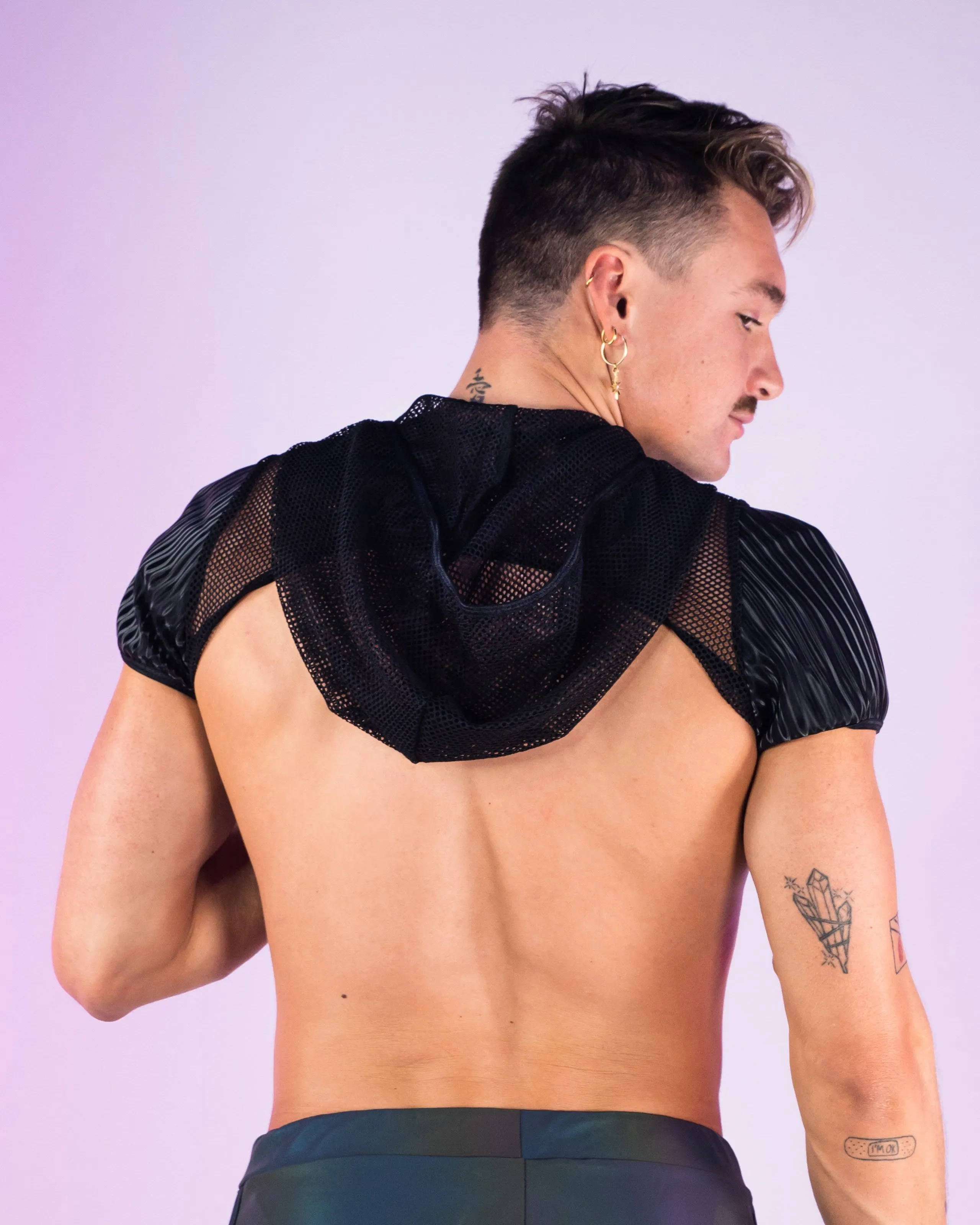 Fishnet Crop Zip Hoodie
