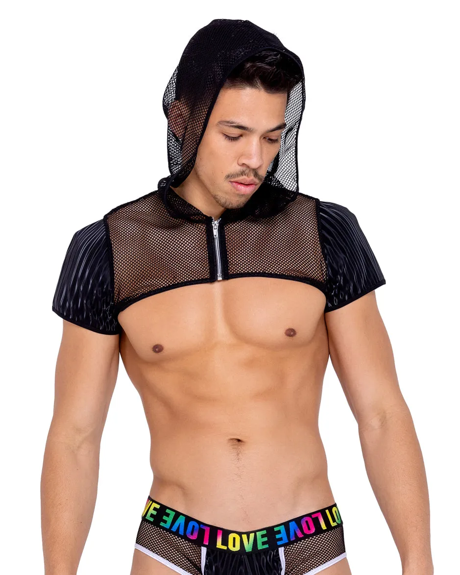 Fishnet Crop Zip Hoodie