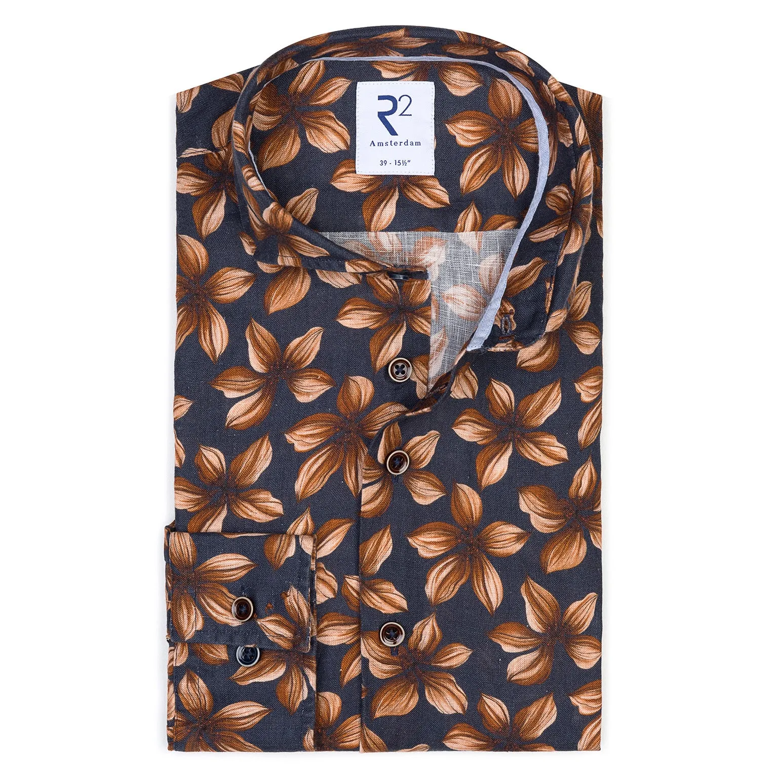 Floral print linen shirt