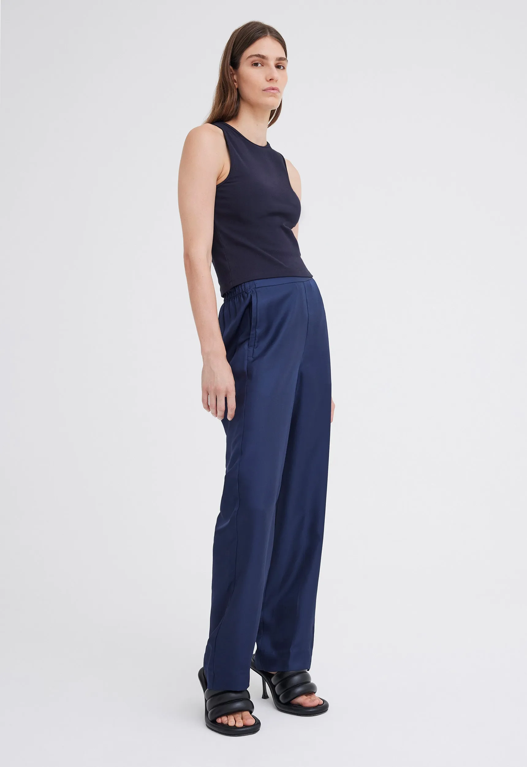 Foster Ribbed Cotton Tank - Darkest Navy